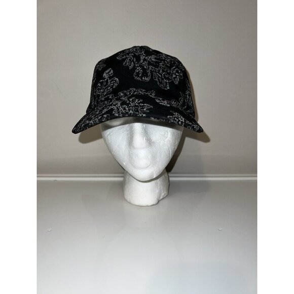 ATHLETA Womens Adjustable Cold Weather Train Hat Cap One Size Black Floral - Picture 1 of 12